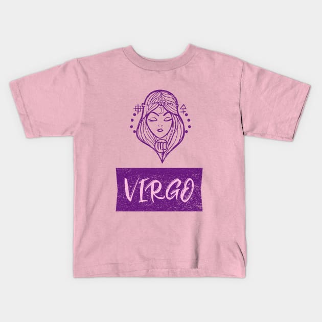 virgo zodiac girl horoscope Kids T-Shirt by Katebi Designs